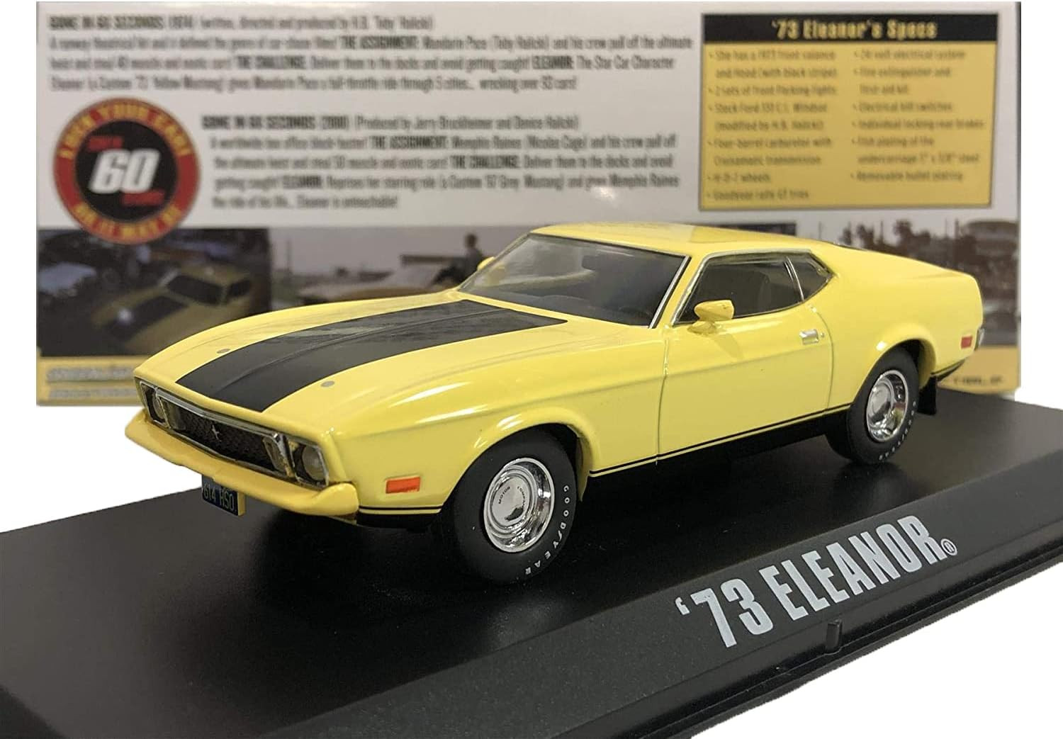 1973 Ford Mustang Mach 1 Yellow Eleanor Gone in Sixty Seconds Movie (1974) 1/43