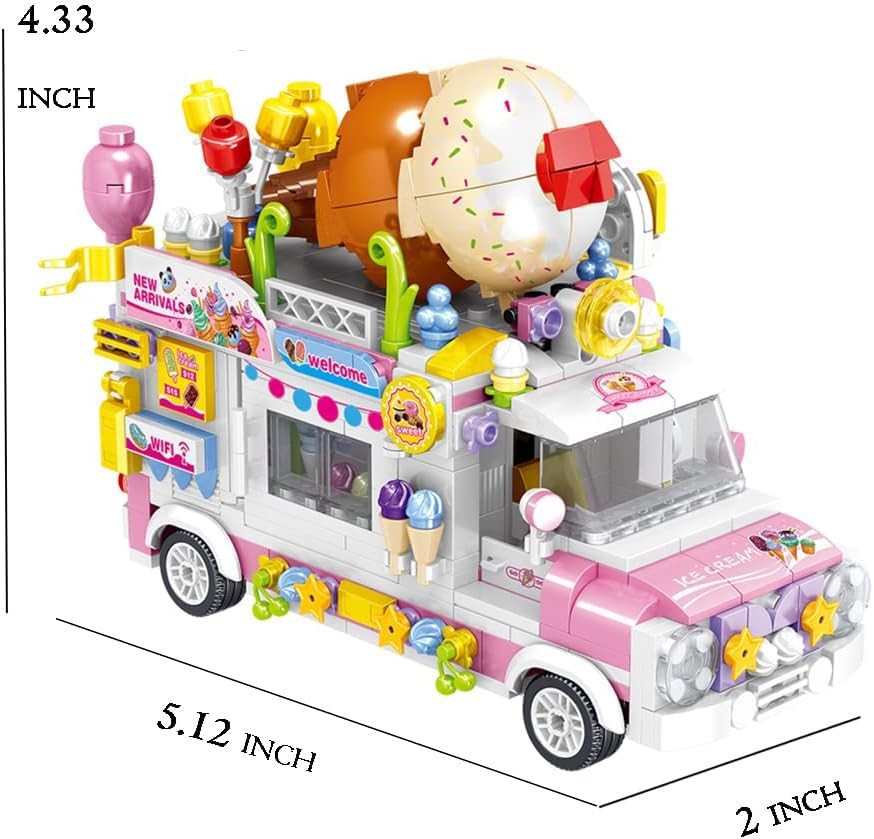 Uvini Building Blocks Car Model, Street View Series Mini Blocks Ice Cream Tru…