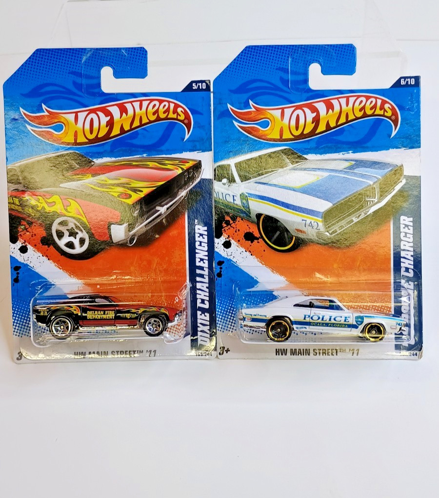 2010 Hot Wheels HW Main Street ~ Delran Fire Dixie Challenger & Ocala Police NEW