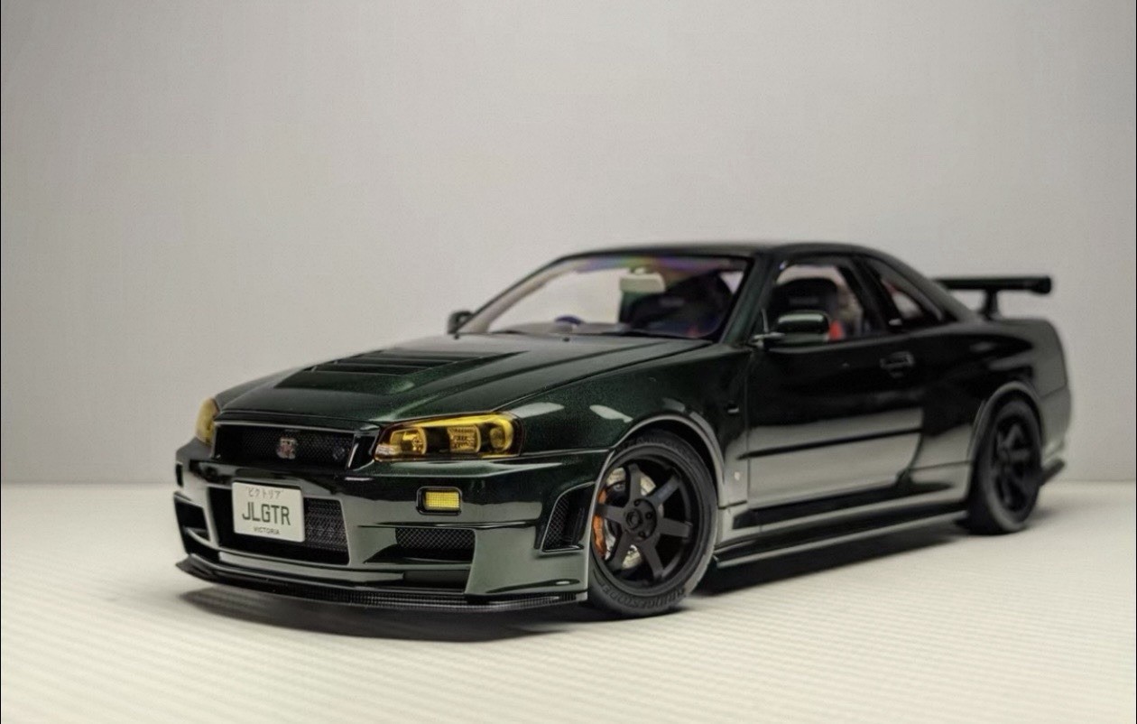 1/18 MotorHelix Nissan Skyline R34 GT-R Nismo Z-tune Dark Green Diecast Limited