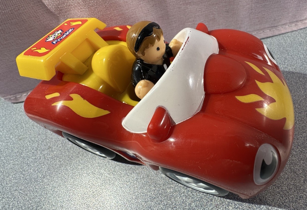 Wow Toys Fireball Frankie Push & Go Motor Car W/ Figure Racing Sound & Movement