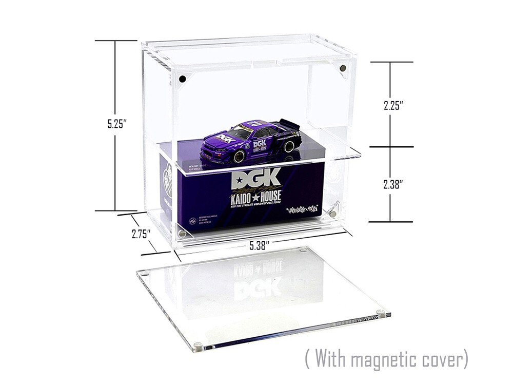 SHOWCASE 2 CARS DESK TOP DISPLAY CASE W/COVER FOR 1/64 SCALE MODEL CARS MJ13012
