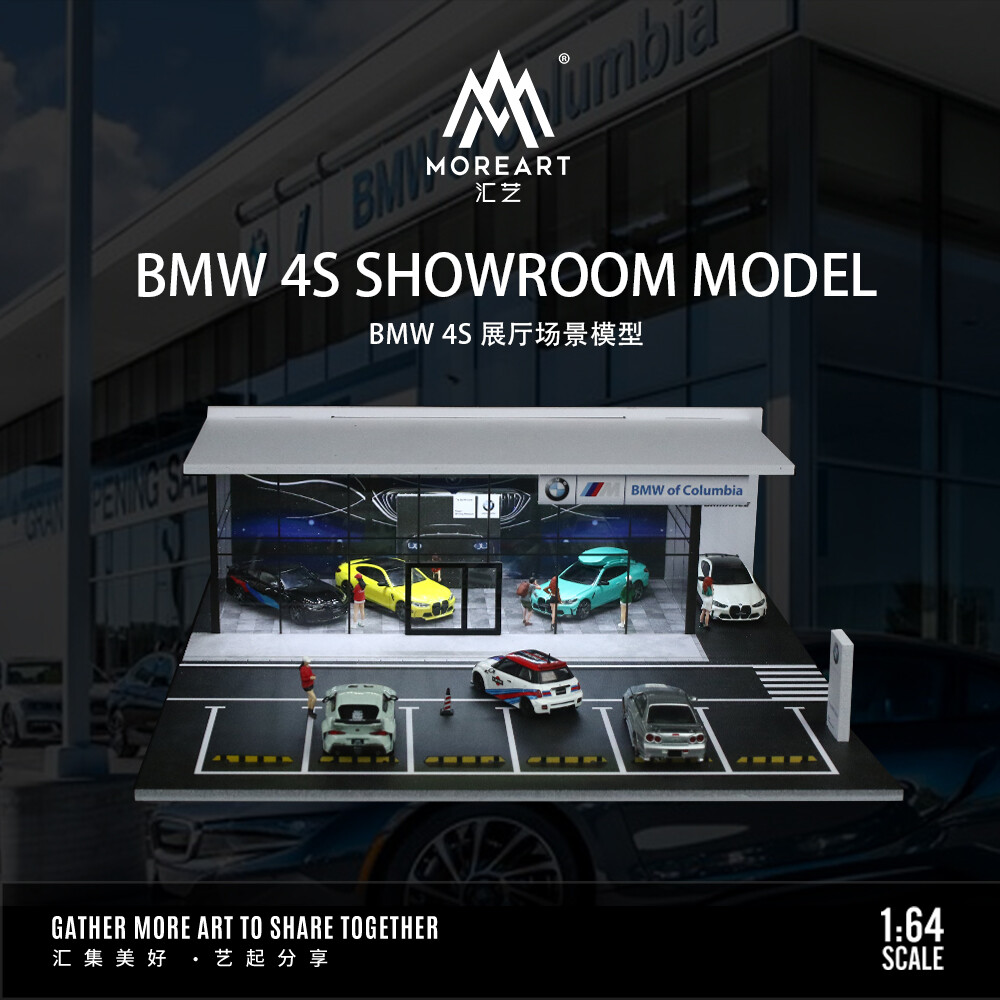 1/64 Diorama Parking Lot Model LED Lighting Car Garage Scene Building Model US