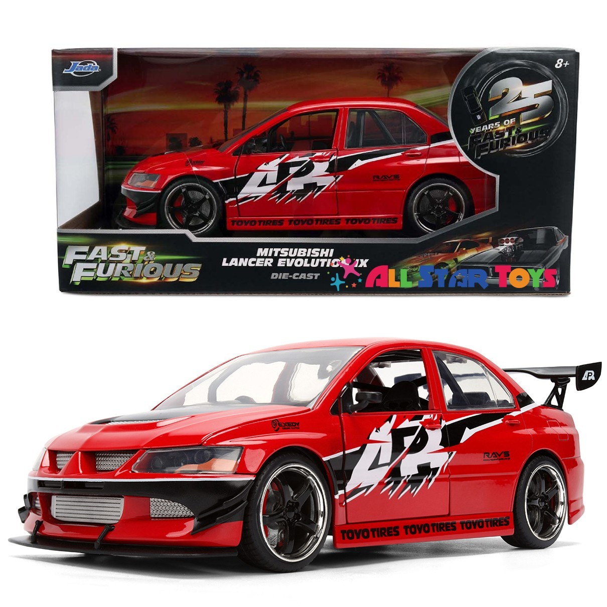 JADA 25 YEARS FAST & FURIOUS SEAN’S MITSUBISHI LANCER EVO IX 1/24 RED 36208
