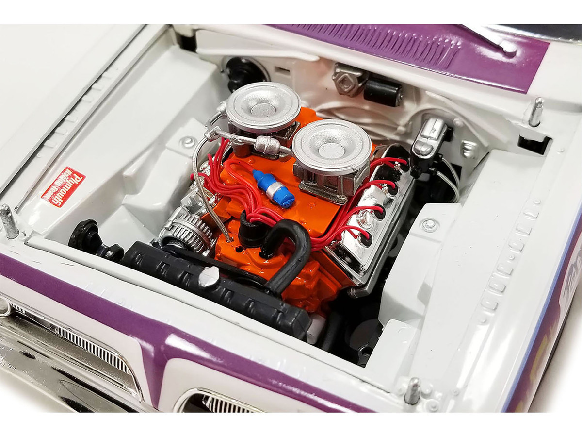 ACME 1:18 Billy the Kid 1968 Plymouth Barracuda Diecast White Purple A1806125