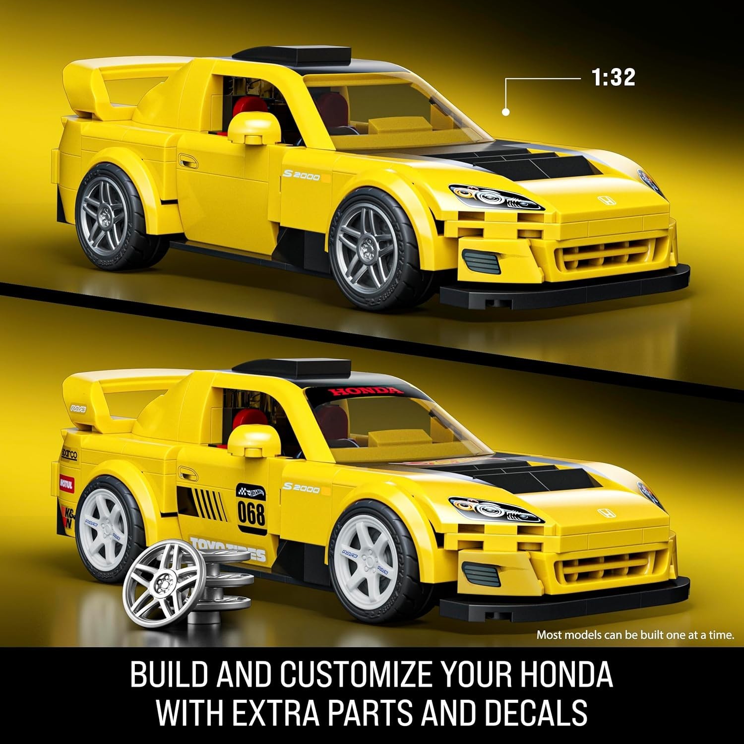 NEW! HOT WHEELS Mattel Brick Shop Yellow ’07 Honda S2000 CR Unopened MINT 1:64