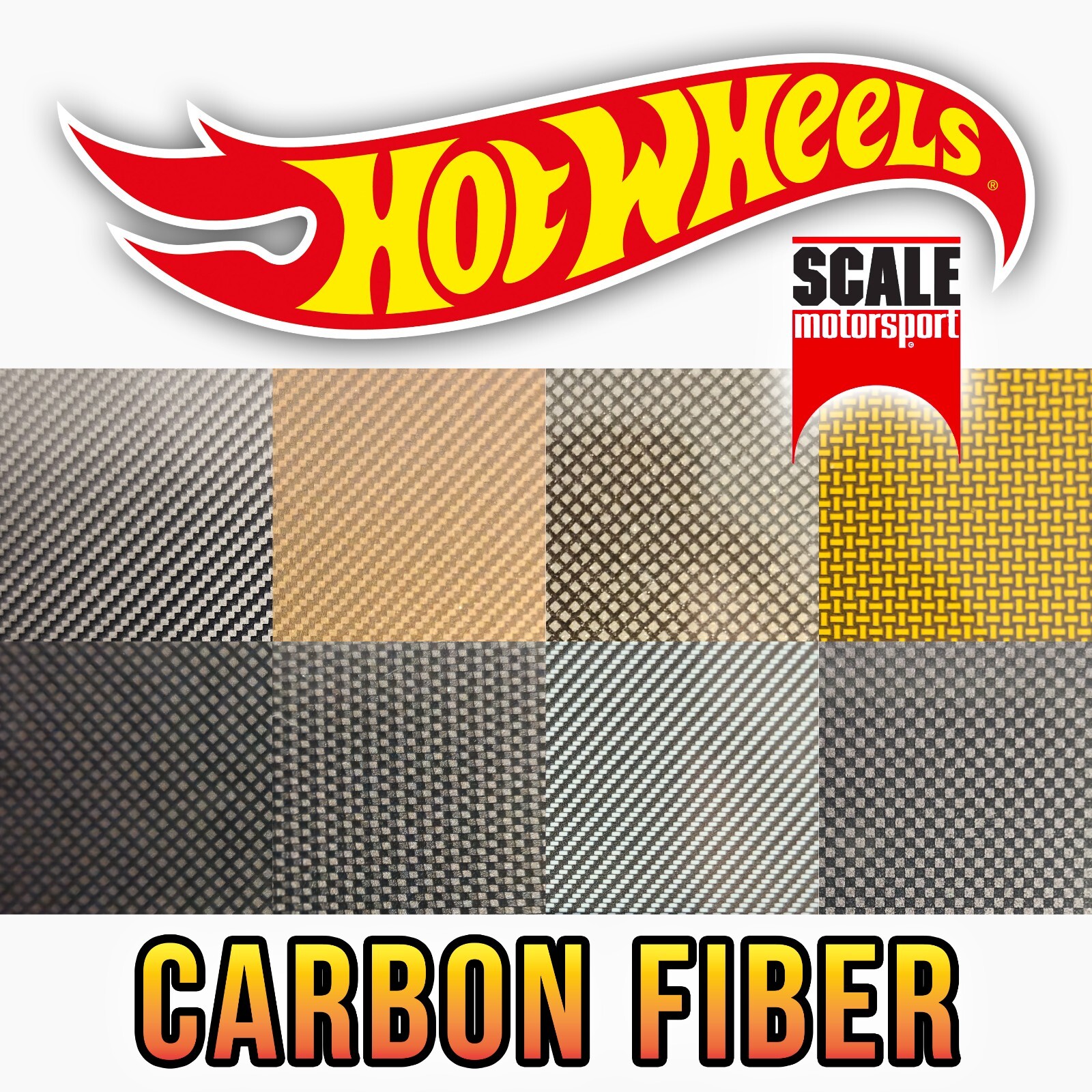 SCALE MOTORSPORT CARBON FIBER WaterSlide Decal 1/12 1/24 1/64 for Hot Wheelz