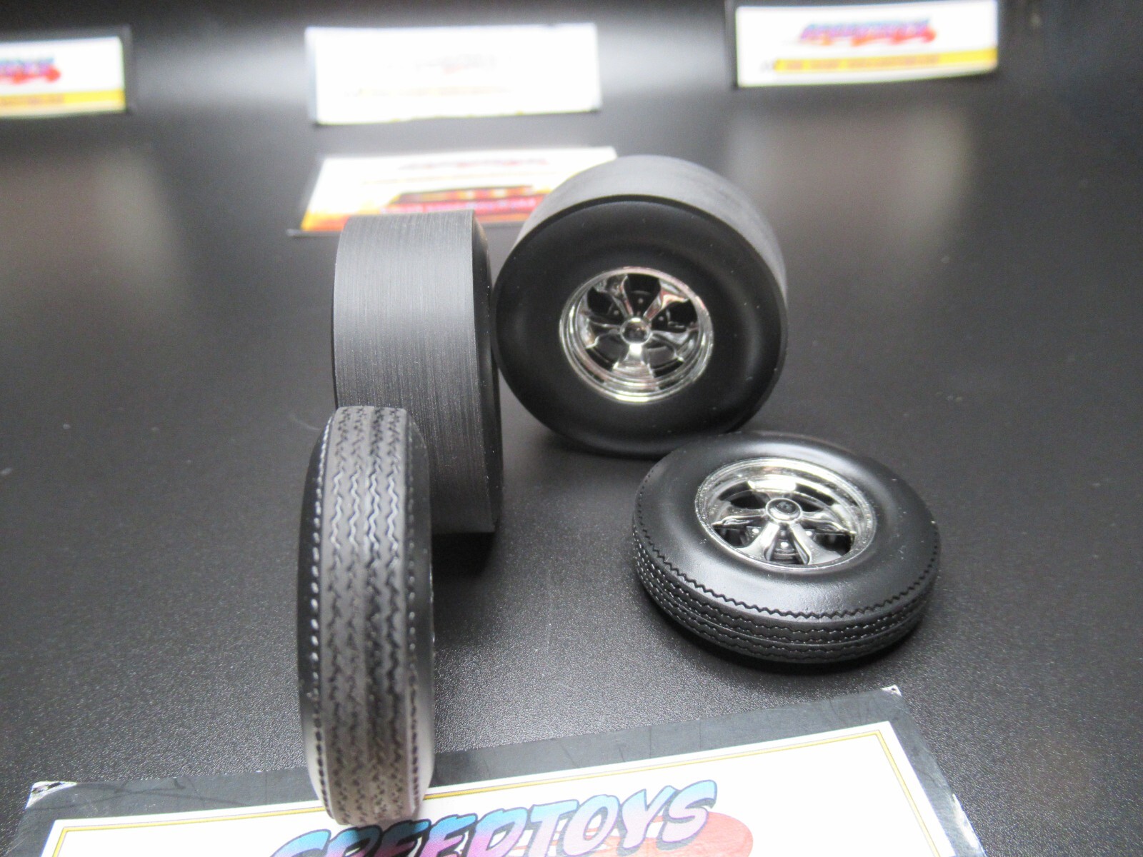 KEYSTONE DRAG RACING 1:18 WHEEL AND TIRE SET ACME A1806028W SLICK VINTAGE RACE