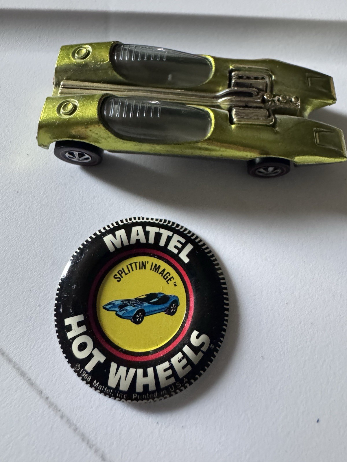 Hot Wheels Redlines Splittin’ Image Green Diecast Car 1:64 Redline Wheels 1968