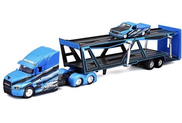 MAISTO DESIGN MACK ANTHEM CAR HAULER & 1993 CHEVY 454 SS PICKUP HOBBY 1:64