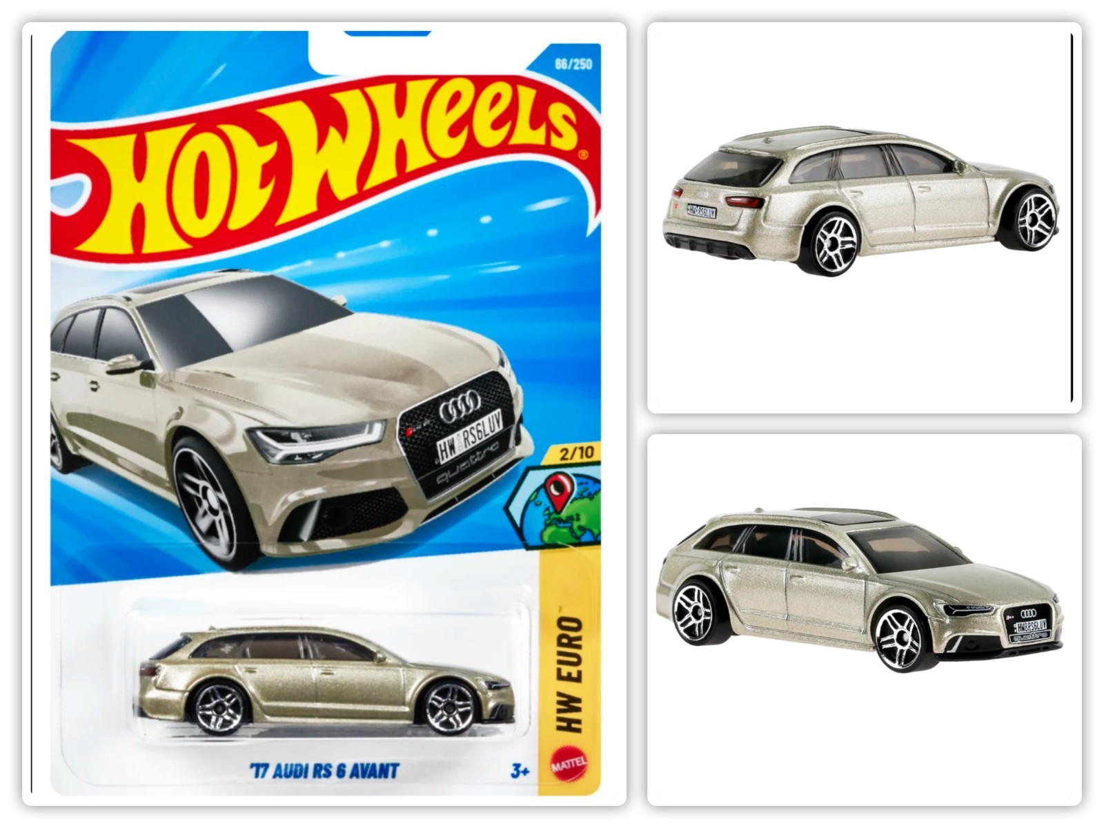 2026 Hot Wheels 2017 Audi RS 6 Avant 66/250 Champagne HW Euro RS6LUV Lic Plate