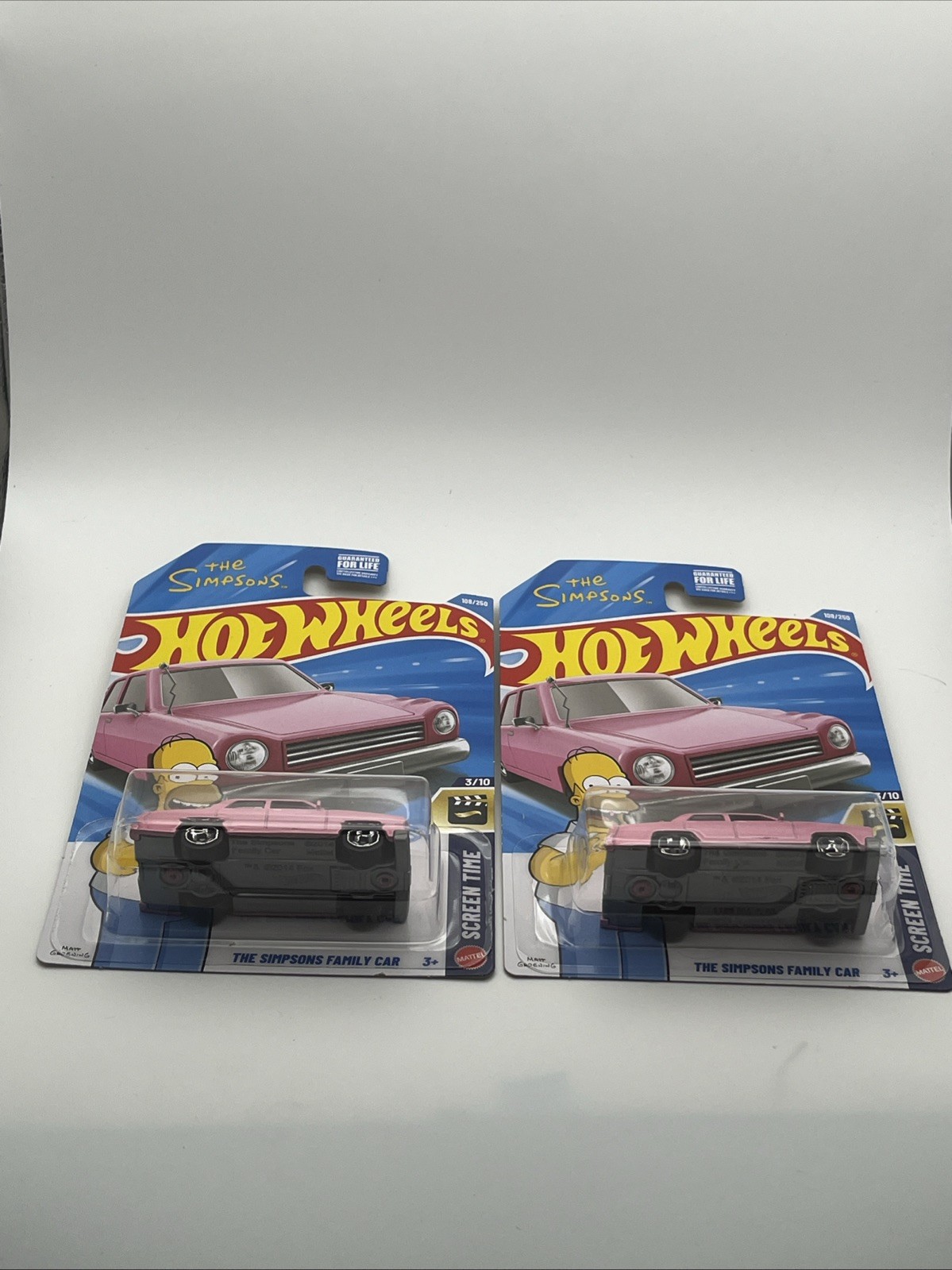 Hot Wheels The Simpsons Family Car Pink Sedan Homer Screen Time Lot Of 2