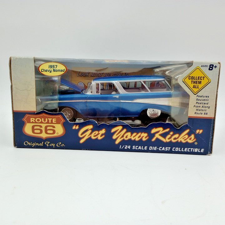 Route 66 Get Your Kicks 1957 Chevy Nomad Blue 1:24 Die-Cast NEW w BOX WEAR ©2001