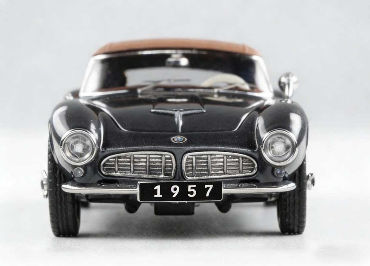 GFCC 1:64 Gray 1957 507 Hard Top Classic Sports Model Diecast Metal Car