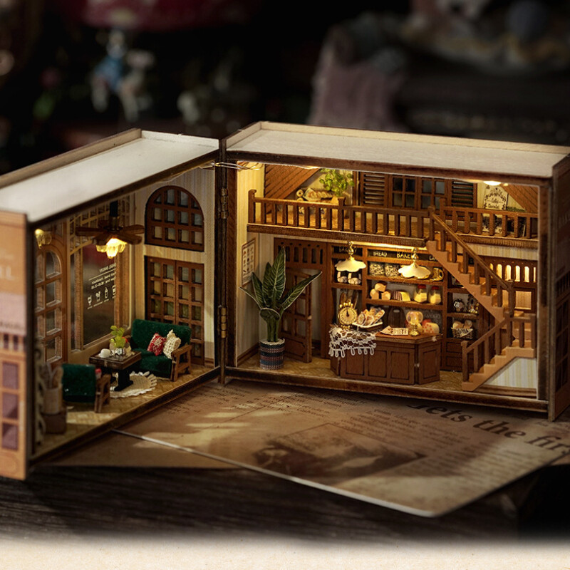 DIY Wooden Dollhouse Kit Furniture LED Lighting Wooden Building Model Gifts
