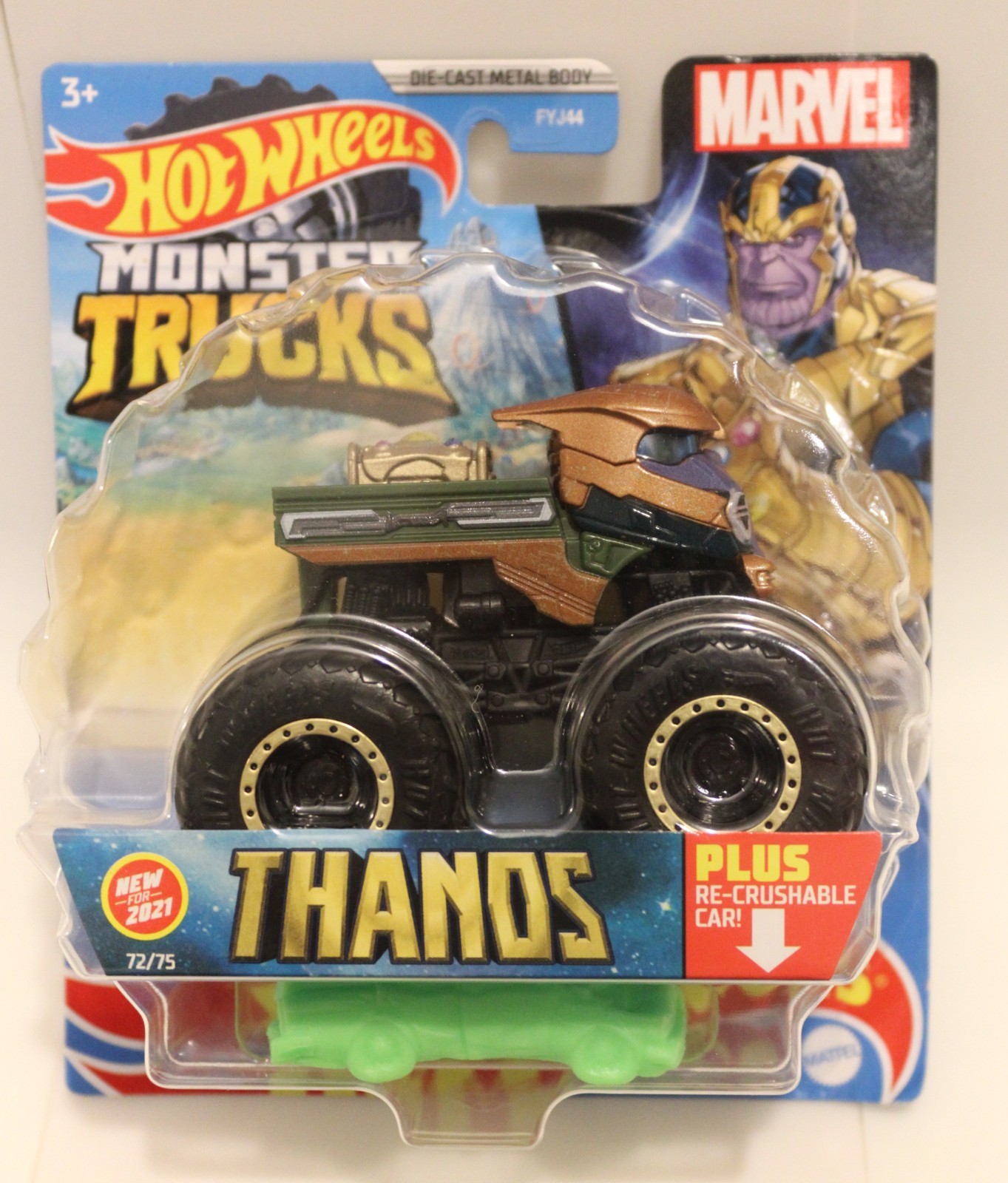 Hot Wheels Monster Trucks – Iron Man & Thanos (with Crushable Cars) – Marvel