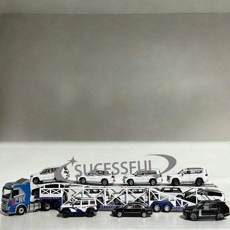 1:64 Extra Long Double Deck Alloy Car Transporter Trailer Model