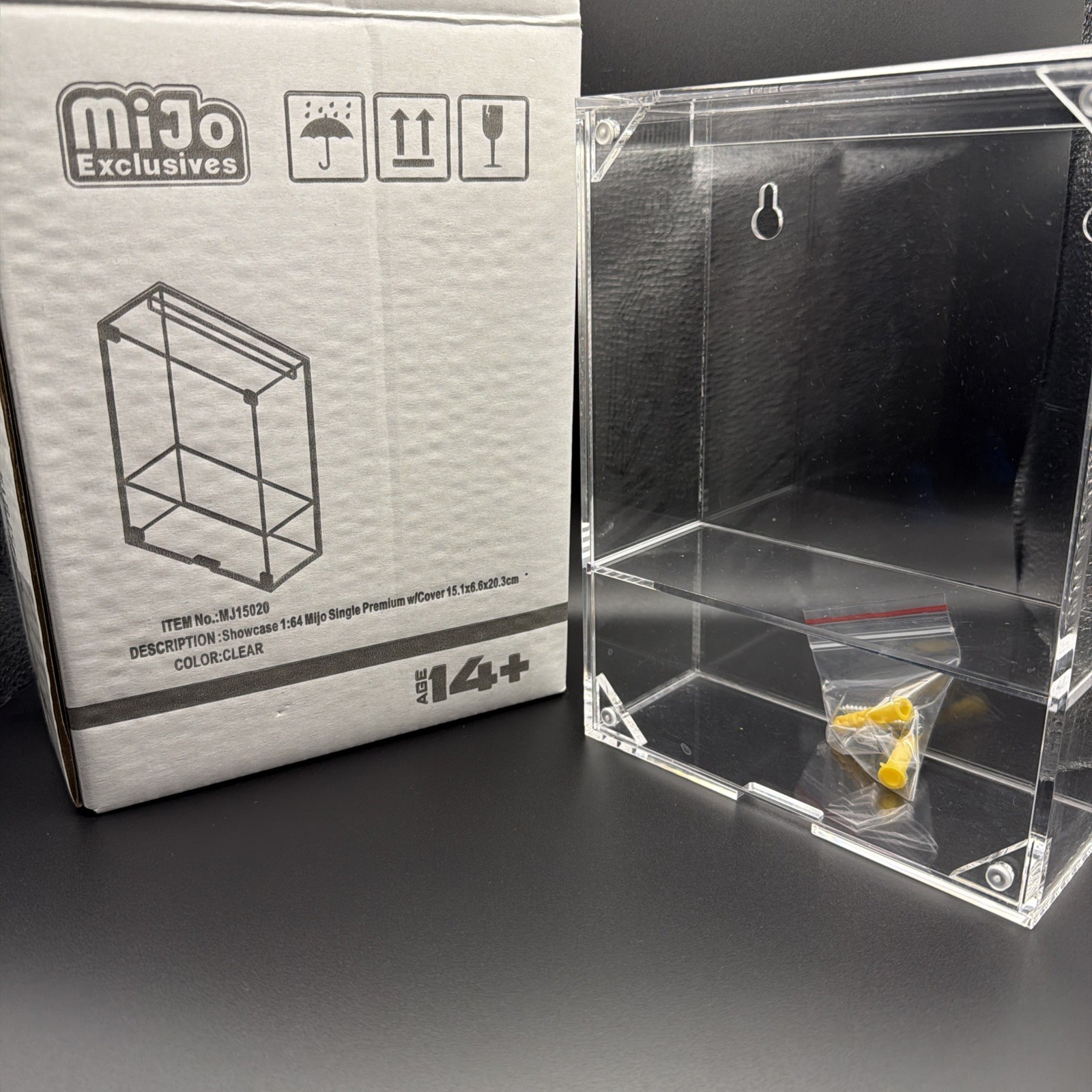 SHOWCASE PREMIUM DISPLAY CASE W/ SHELF FOR 1/64 SCALE MODEL CARS MIJO MJ15020