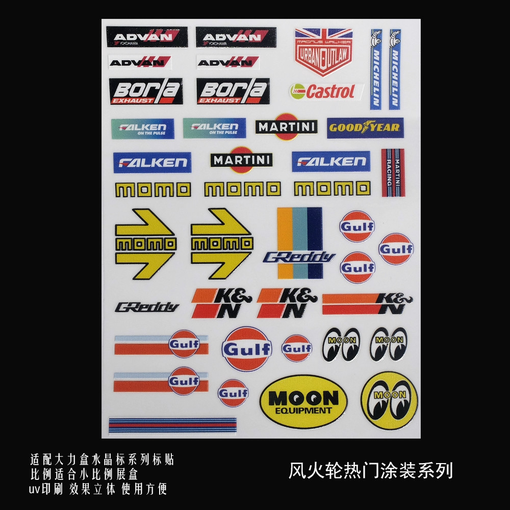 Diorama 1/64 Car Model Scene Ornament Crystal Logo UV Printing DIY Car Logo Toy