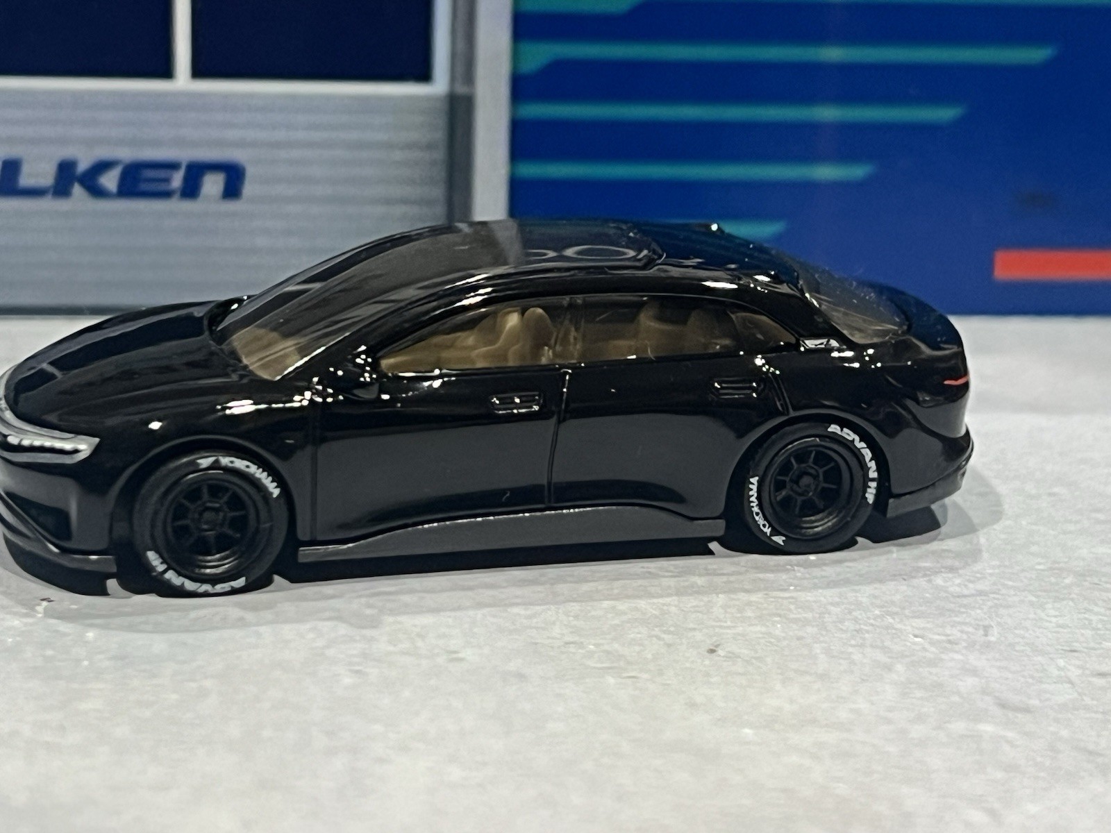2023 Hot Wheels #97 Factory Fresh Lucid Air Black Real Rider wheel swapped
