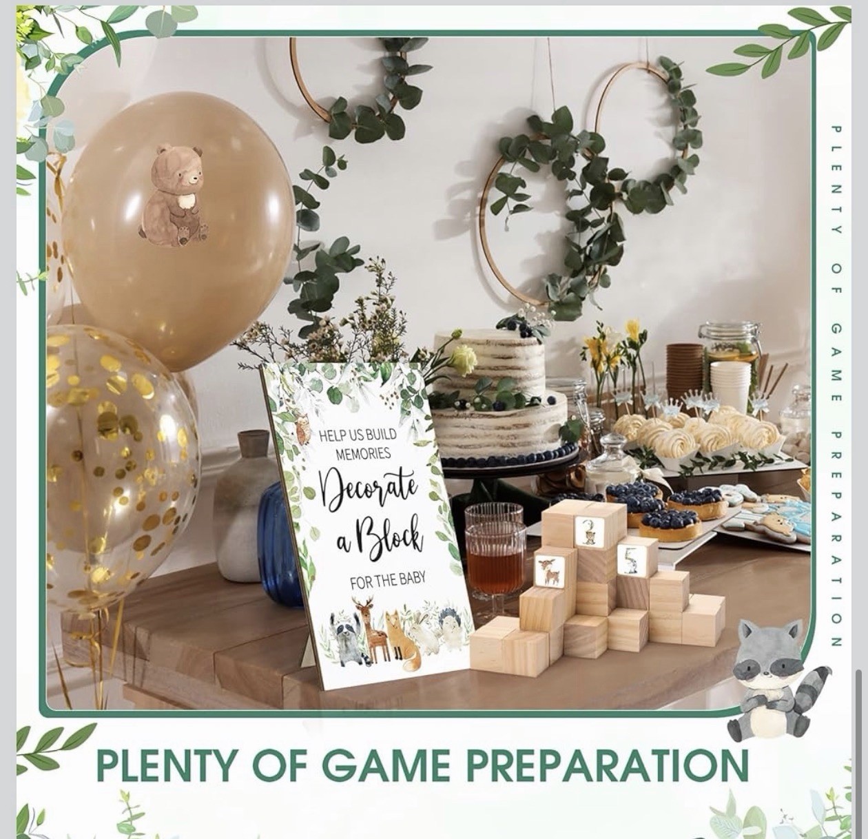 471 pcs Wooden Baby Blocks for Baby Shower Game Kit DIY Decorate a Block Sign
