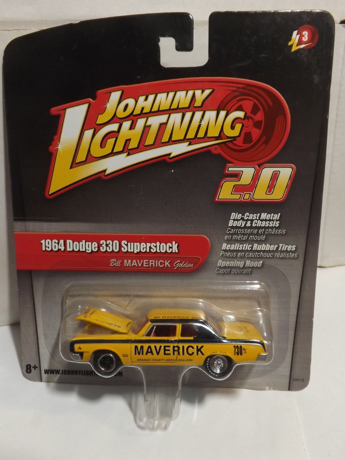 2010 Johnny Lightning 2.0 Yellow 1964 Dodge 330 Superstock Bill Maverick JL3