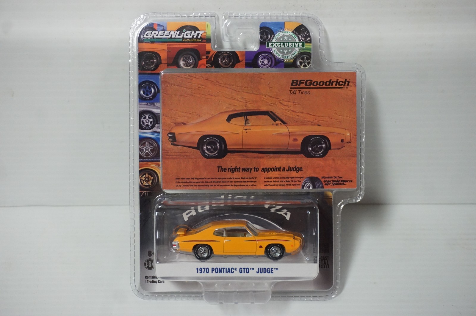 1/64 Greenlight 1970 Pontiac GTO Judge Orange Car BF Goodrich Ad Hobby Exclusive