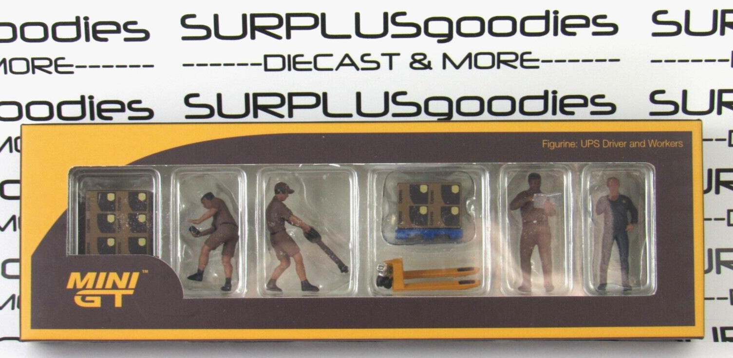2024 Mini-GT Metal Diorama Figures: Set of (7) pcs UPS Driver & Workers #MGTAC30