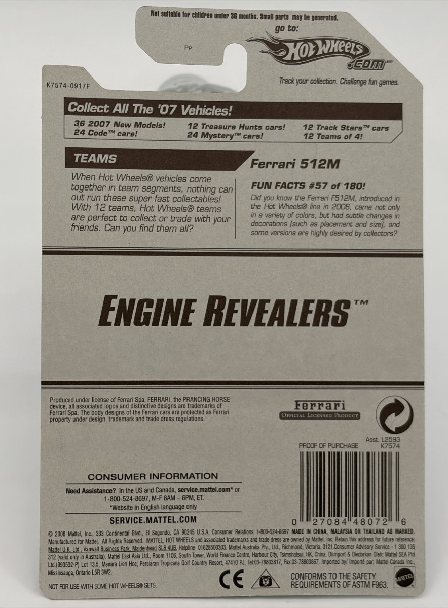 Hot Wheels 2007 Engine Revealers 10 of 04 Ferrari 512M 2007 057/180 1:64