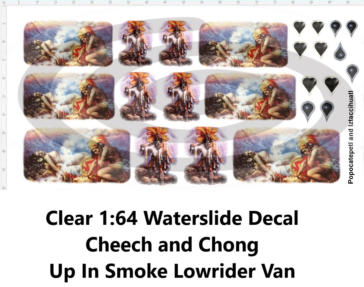 Clear 1:64 Waterslide Decal Cheech and Chong Up In Smoke Lowrider Van