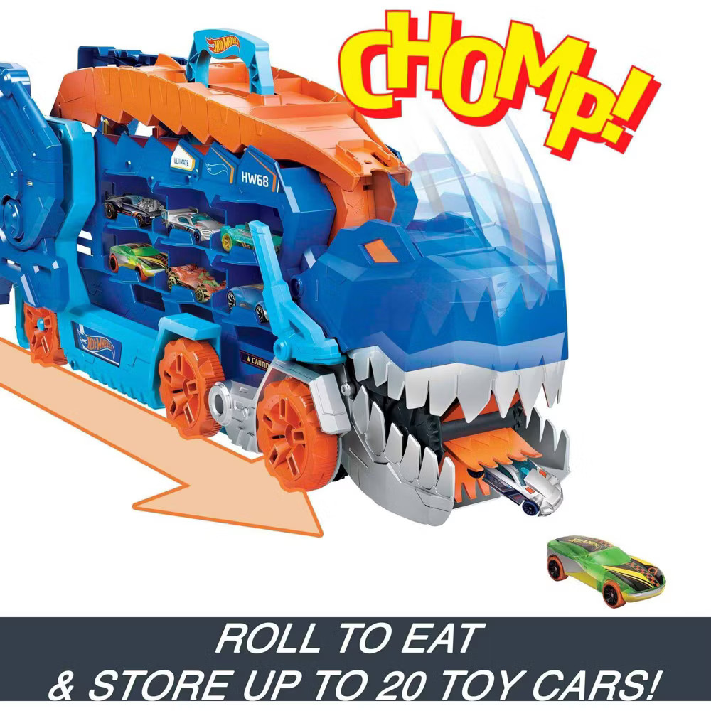 Hot Wheels City Ultimate T-Rex Transporter Hauler Transforms into a
