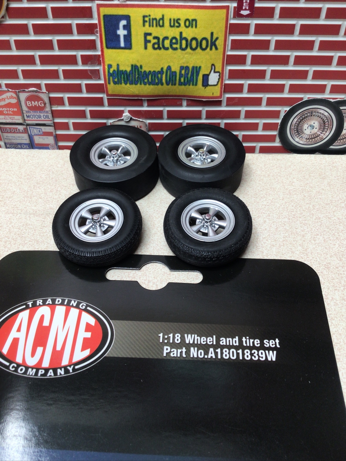 1/18 ACME Drag Wheel and Tire Set From A/FX 1965 Tasca Ford Mustang A1801839W