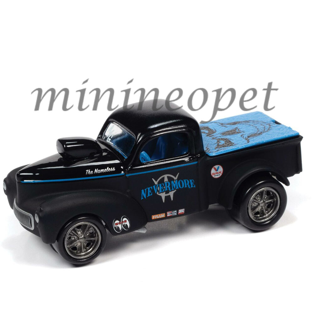 JOHNNY LIGHTNING JLSP181 A 1941 WILLYS GASSER PICKUP BLACKED OUT 1/64 BLACK BLUE