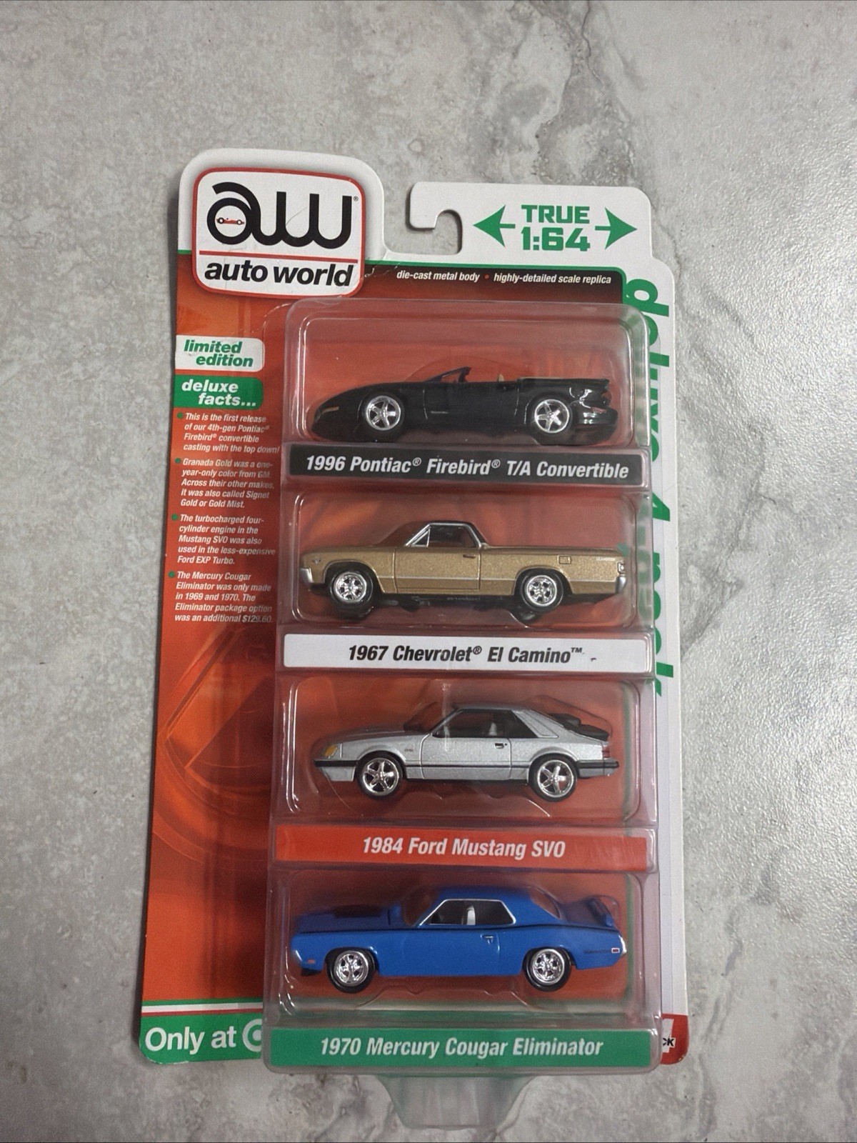 Auto World Deluxe 4 Pack Pontiac Chevrolet Ford Mercury Diecast Body True 1:64