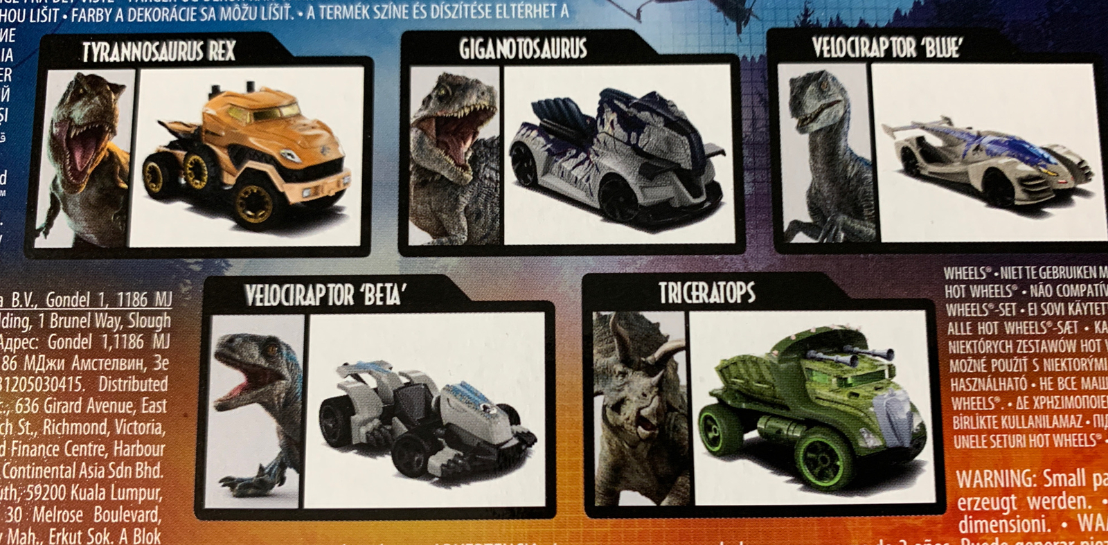 🦖 Hot Wheels JURASSIC WORLD DOMINION 5 Pack Character Cars Mattel 2022 🦕