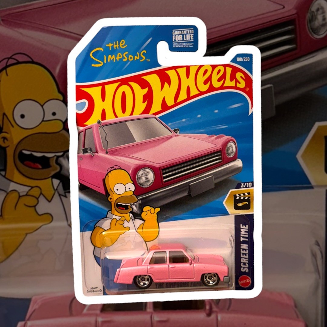 Hot Wheels Simpsons Family Car Pink 1:64 Screen Time Homer TV Series FREE CASE