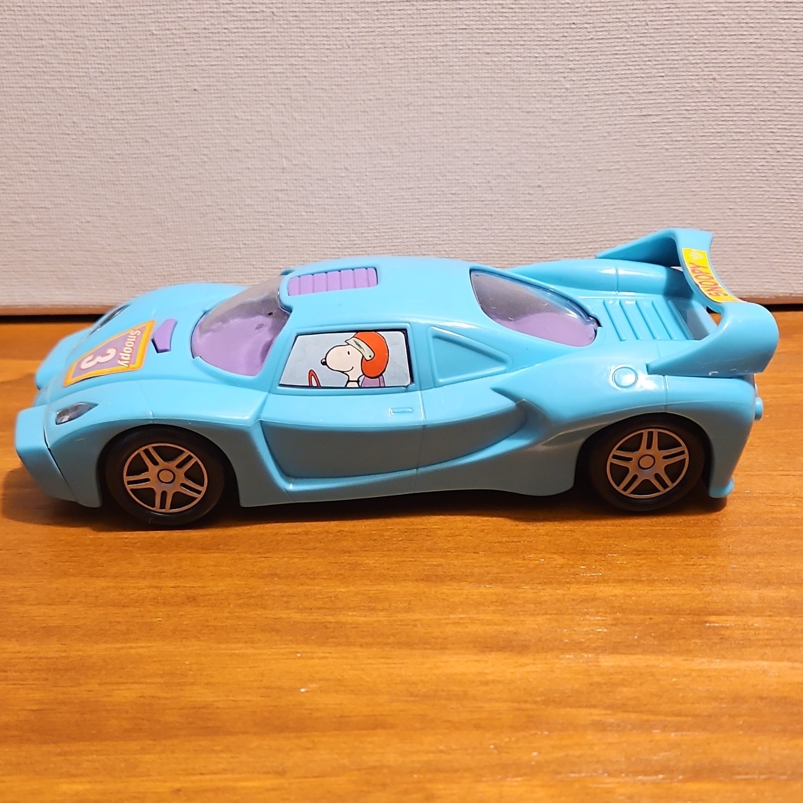 Snoopy Blue & Purple Plastic Toy Race Car Peanuts Collectible by Galerie
