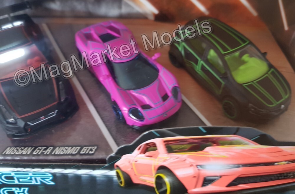 Majorette Light Racer 5-Car Set · Neon Colours · Brand New · Free UK P&P
