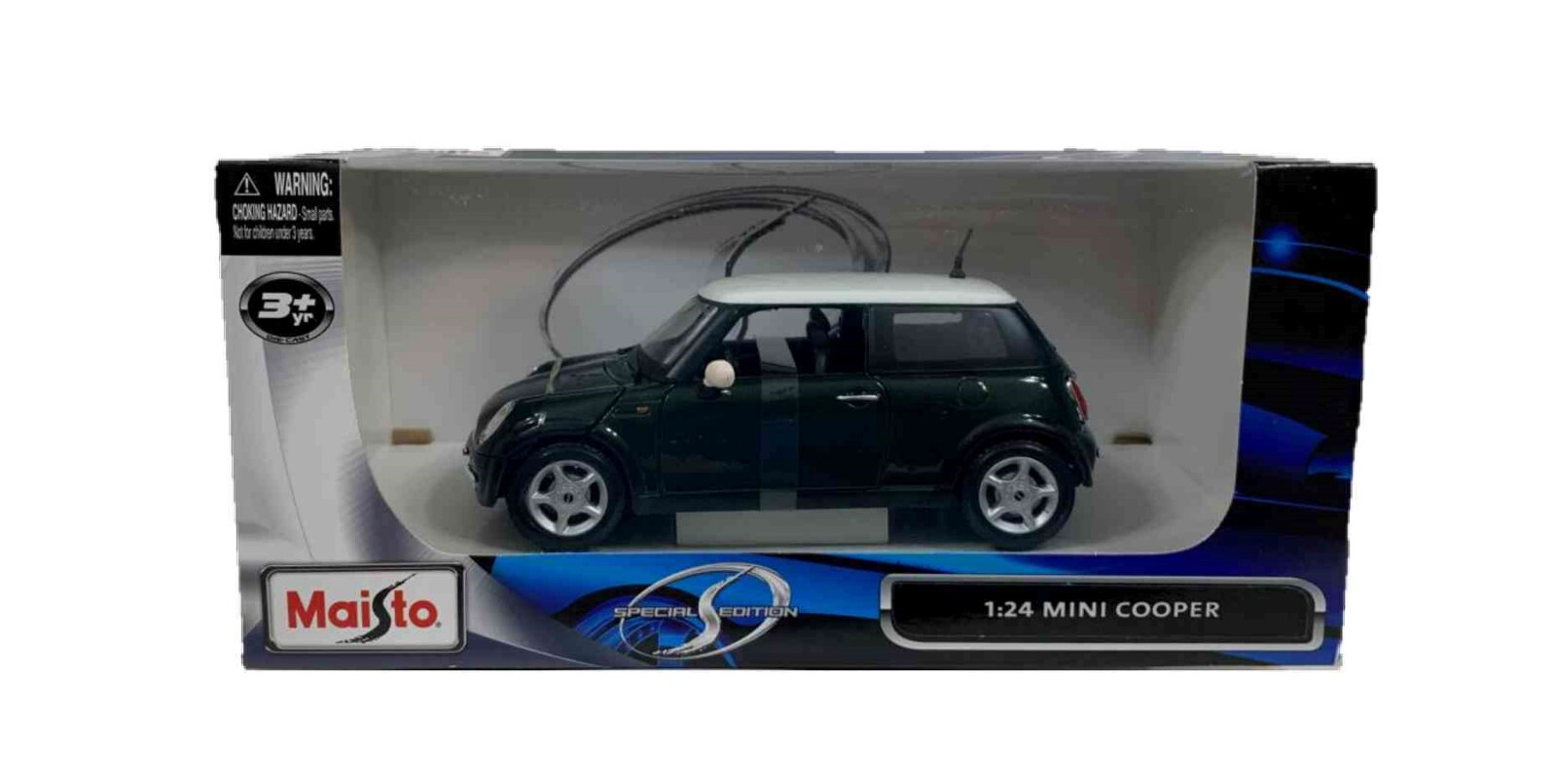 Maisto Special Edition 1:24 Dark Green Metallic Mini Cooper with White Top