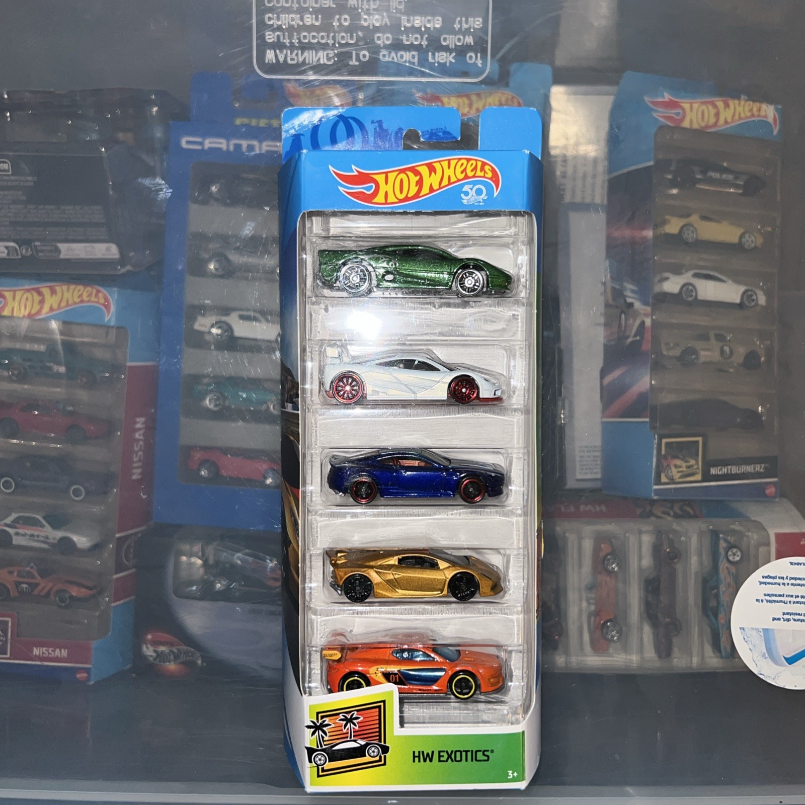 Hot Wheels HW Exotics 1:64 Diecast 5-Pack Jaguar McLaren Aston Lamborghini