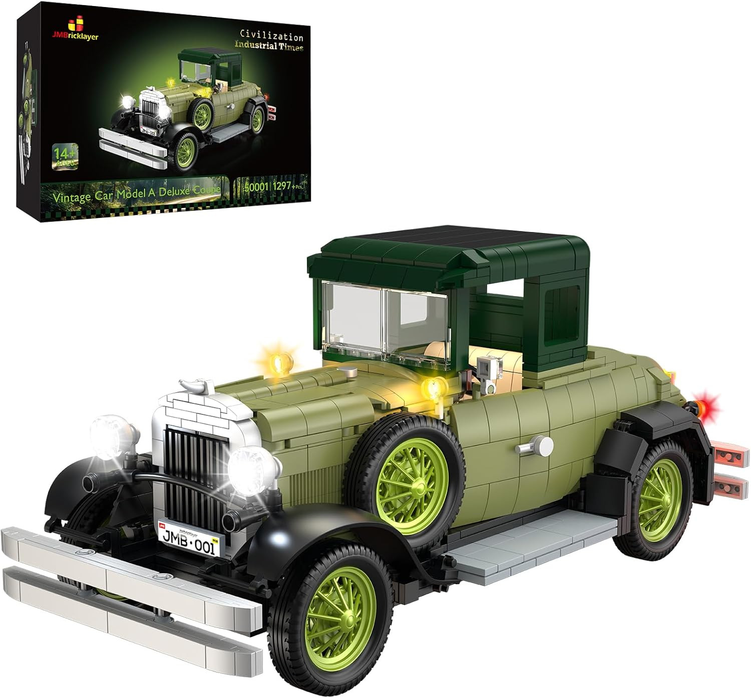 Vintage Cars Building Sets with Light for Adults, 50001 Classic Retro Convertibl
