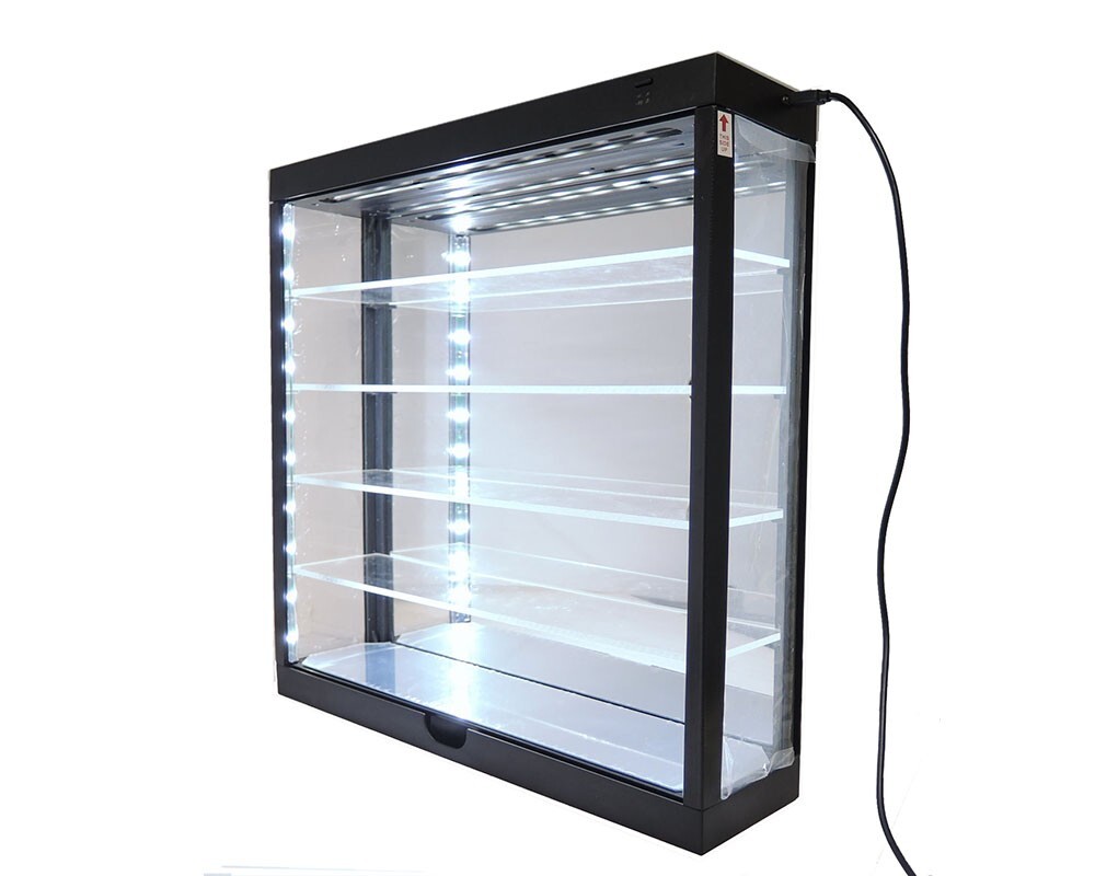 SHOWCASE 1/64 WALL MOUNT 5 TIERS USB POWERED LED with MIRROR BLACK MJ8850 MBK