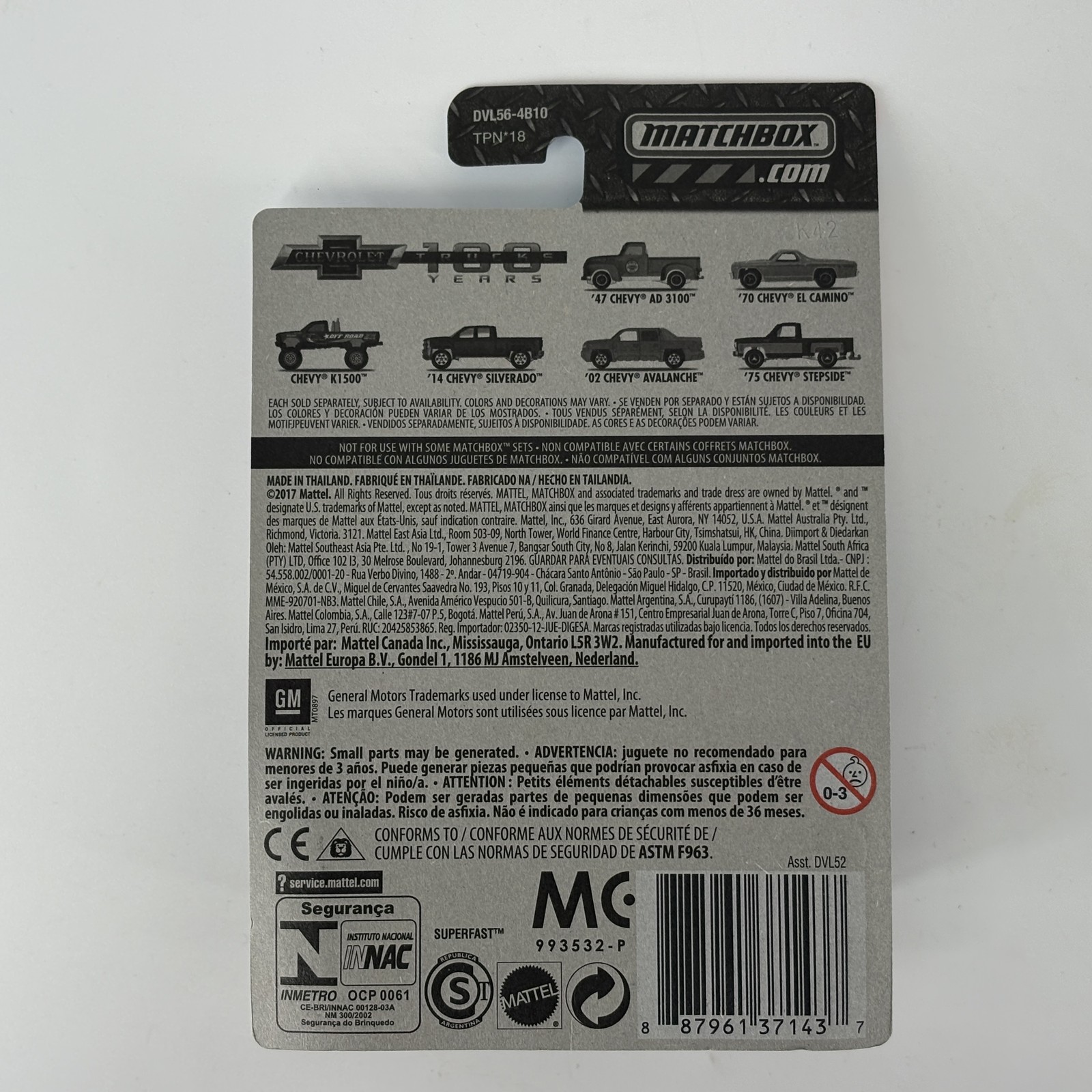 Matchbox ’14 Chevy Silverado Chevrolet Trucks 100 Years DVL52 Diecast Gray New