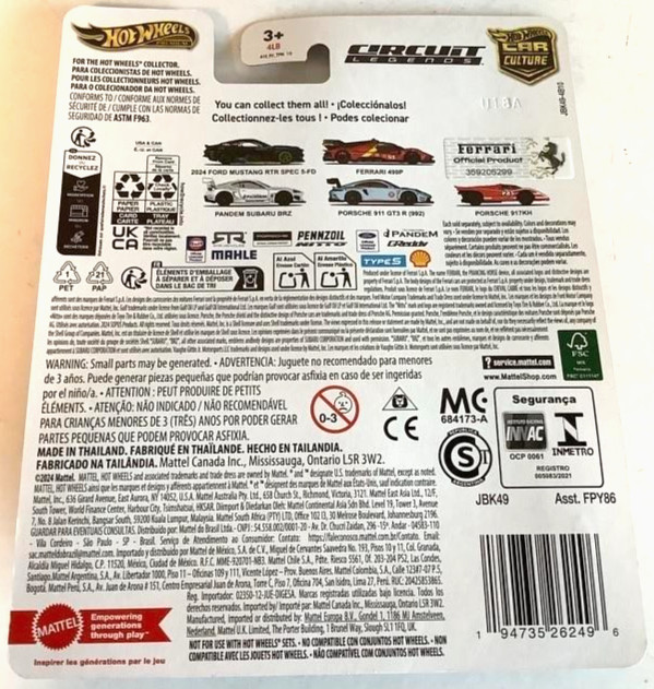 NEW Hot Wheels Premium Car Culture Circuit Legends JBK49 FERRARI 499P Scale 1:64