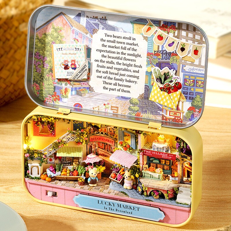 DIY Wooden Dollhouse Kit Furniture LED Lighting Wooden Building Model Gifts