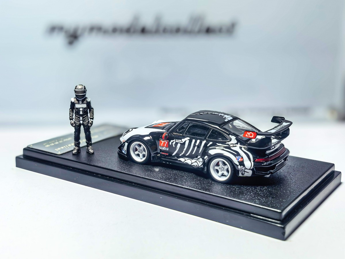 MC 1:64 Porsche RWB 993 High Wing White Bone Dragon Model Diecast Metal Car