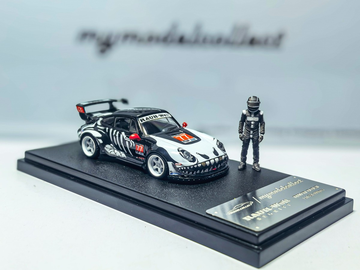MC 1:64 Porsche RWB 993 High Wing White Bone Dragon Model Diecast Metal Car