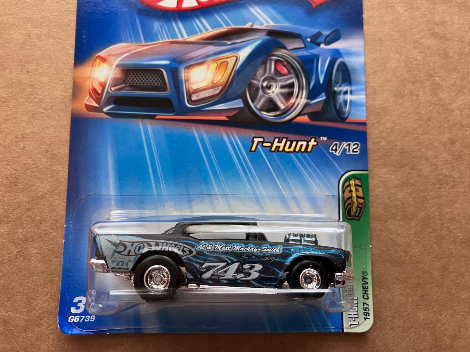 Hot Wheels T-Hunt Treasure Hunt 2005 1957 Chevy 4/12 Black & Blue #124