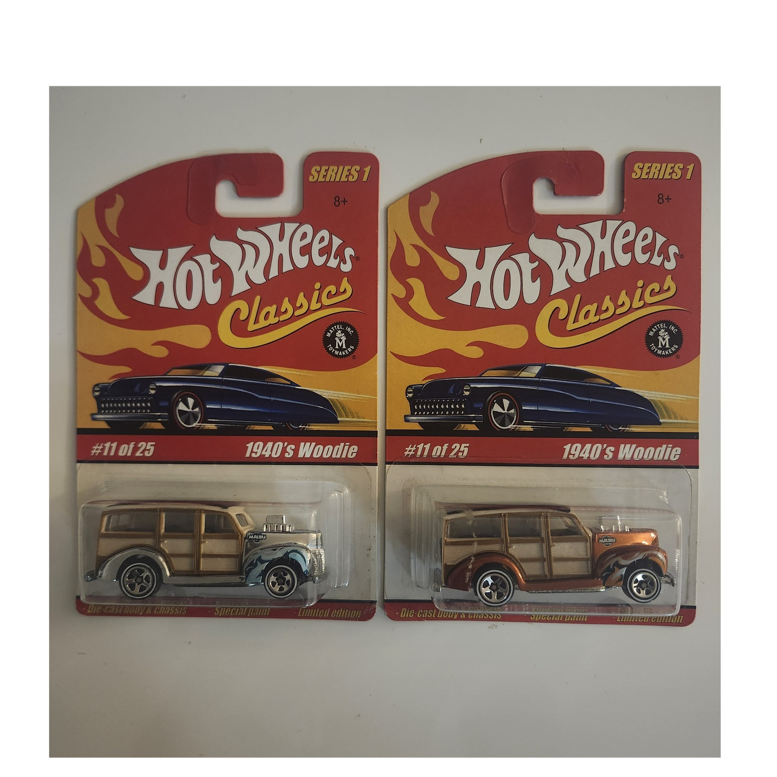 Hot Wheels Classics Series 1 1/64 1940’s Woodie Diecast Cars Lot of 2