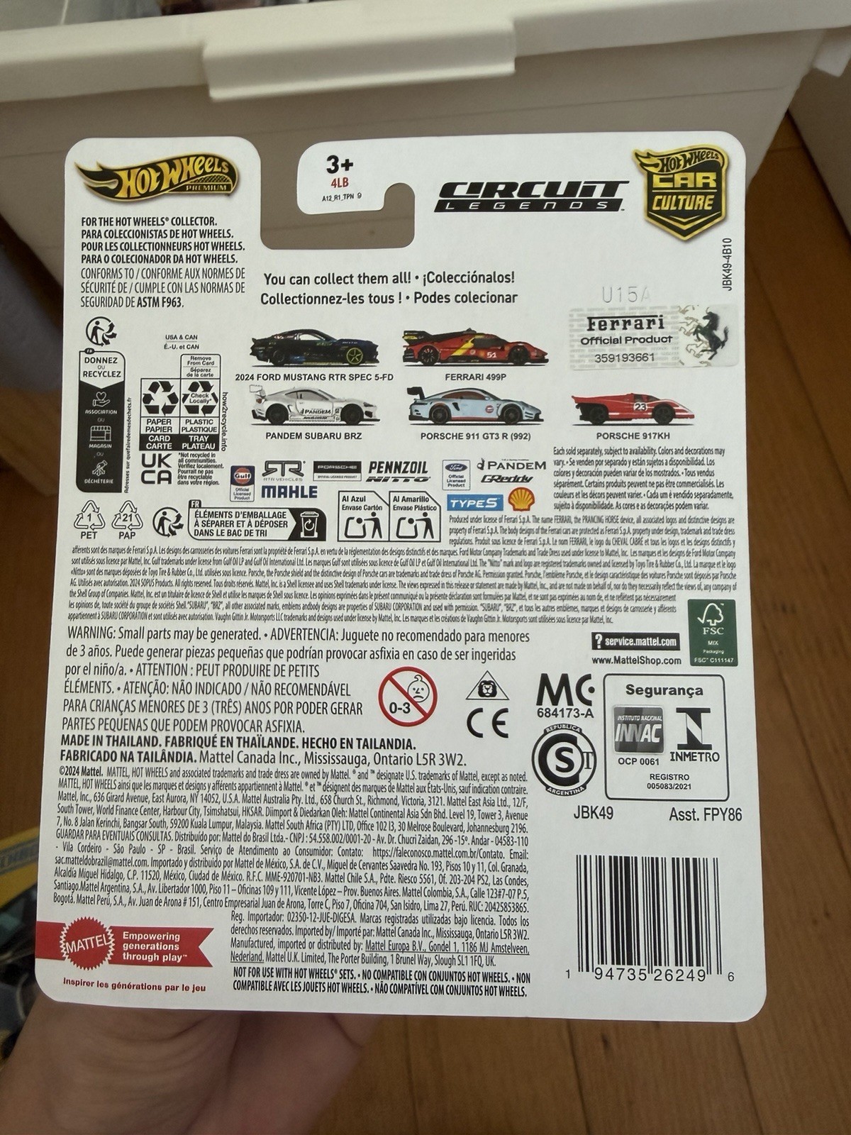 Hot Wheels Car Culture Circuit Legends Ferrari 499P 1:64 Real Riders Red